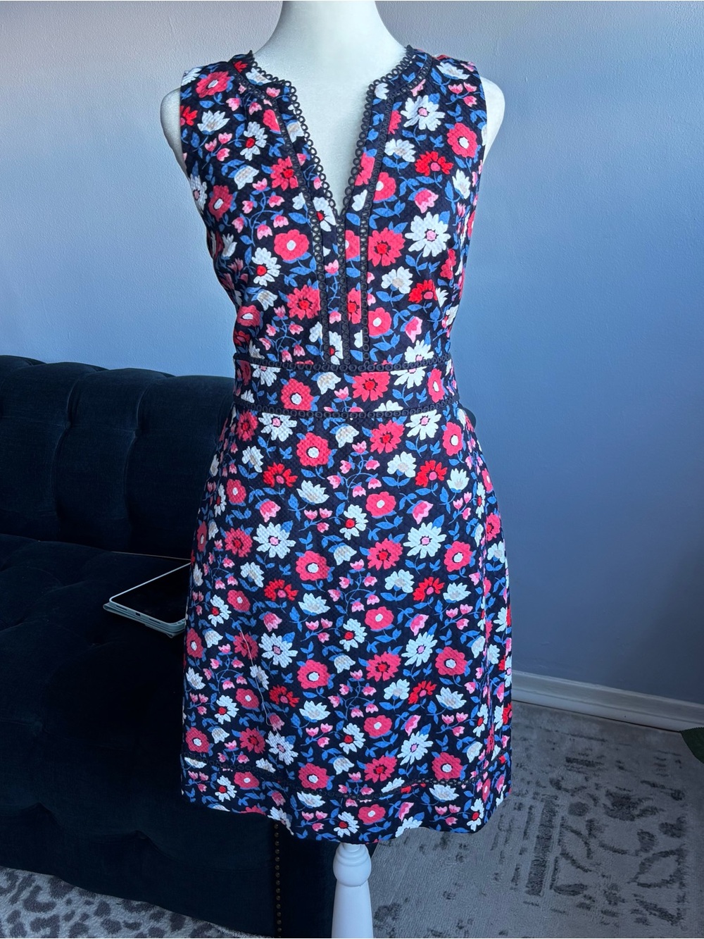 Kate Spade Sleeveless Navy Floral Dress